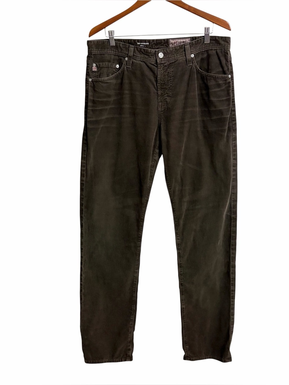 AG Adriano Goldschmied The Graduate Tapered Leg Corduroy Pants Mens 36 Brown